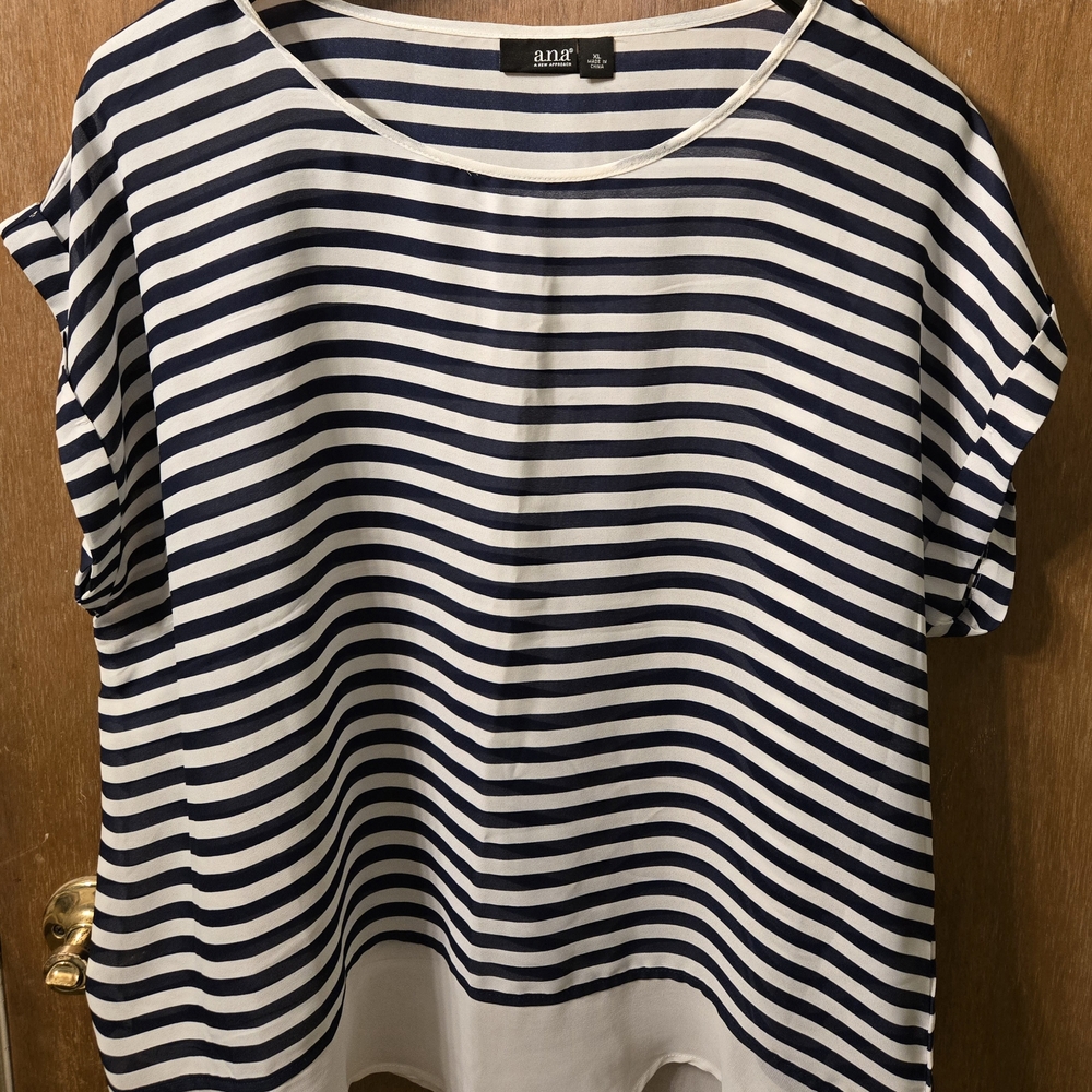a.n.a Navy and White Striped Short Sleeve Tee